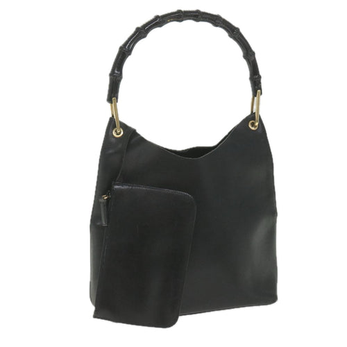 GUCCI Bamboo Shoulder Bag Leather Black 001 2058 1880 0  bs9981
