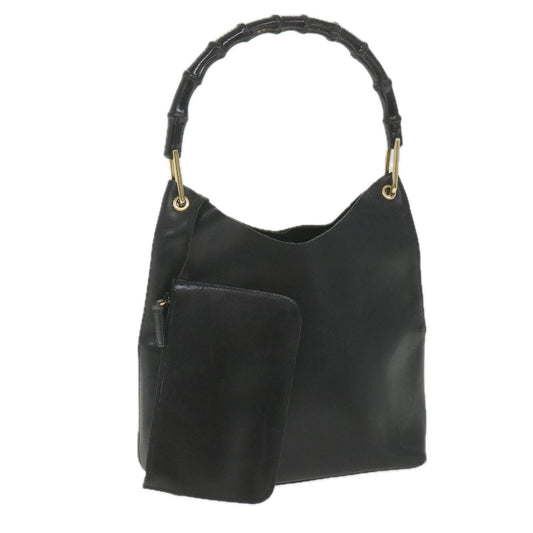 GUCCI Bamboo Shoulder Bag Leather Black 001 2058 1880 0  bs9981
