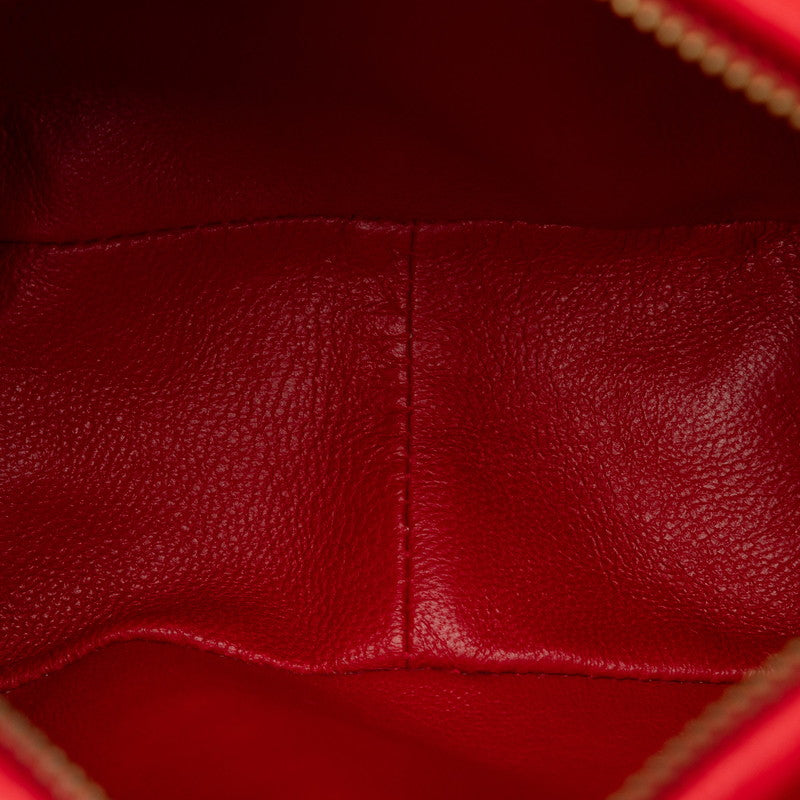 Chanel Matelasse Coco Mark Fringe Chain Shoulder Bag Red Leather Satin