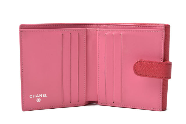 Chanel Caviar Skin Bifold Wallet Rose/Purple