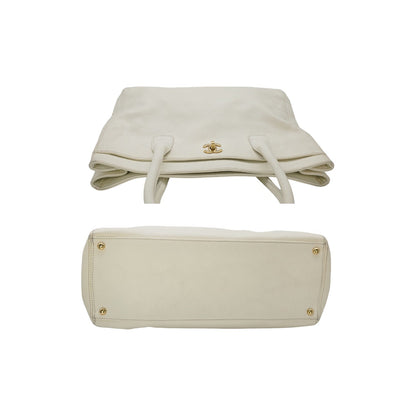 Chanel Vintage Calfskin Cerf Executive Shopper Tote White