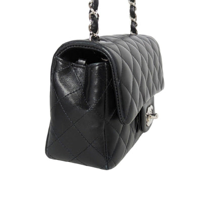 Chanel 2019 Black Lambskin Quilted Mini Rectangular Flap