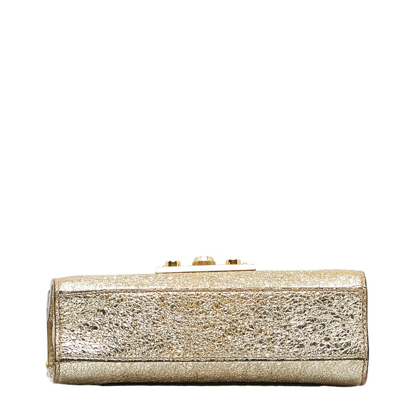 Gucci Chain Shoulder Bag 409487 Gold Leather Ladies