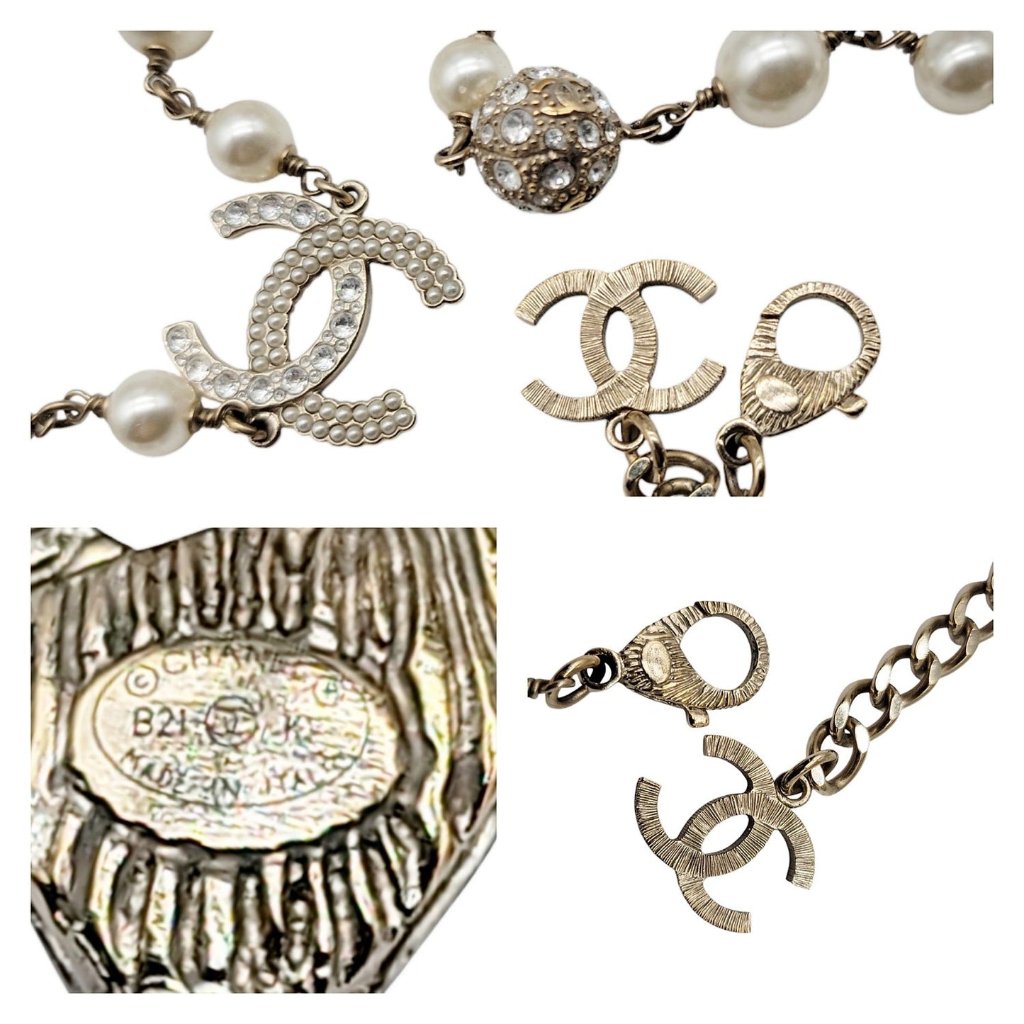 Chanel CC B21K Faux Pearl Chain Necklace
