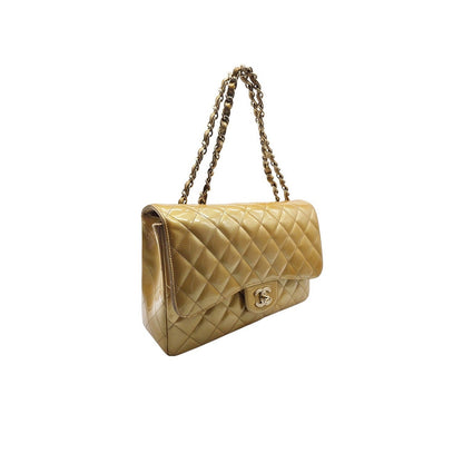 Chanel Vintage Classic Quilted Patent Single Jumbo Flap Bag