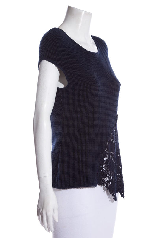 Chanel Navy & Black Lace Top SZ 42
