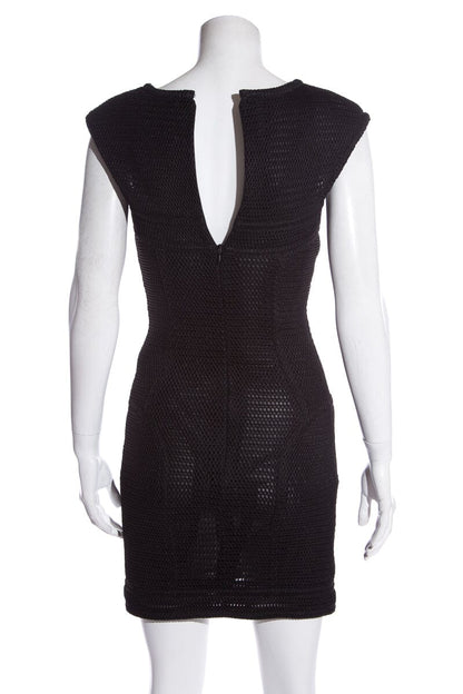 Chanel Black Mesh Perforated Dress SZ 36