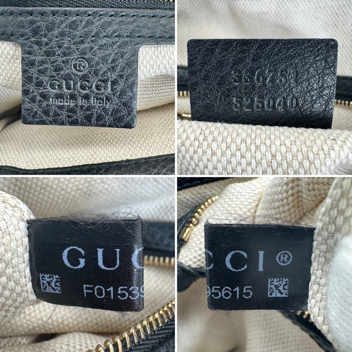Gucci Black Pebbled Calfskin Small Soho Hobo