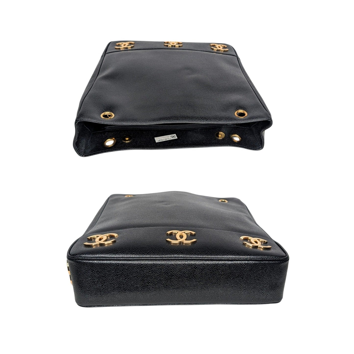 Chanel 90s Black Caviar Triple CC Shopping Tote