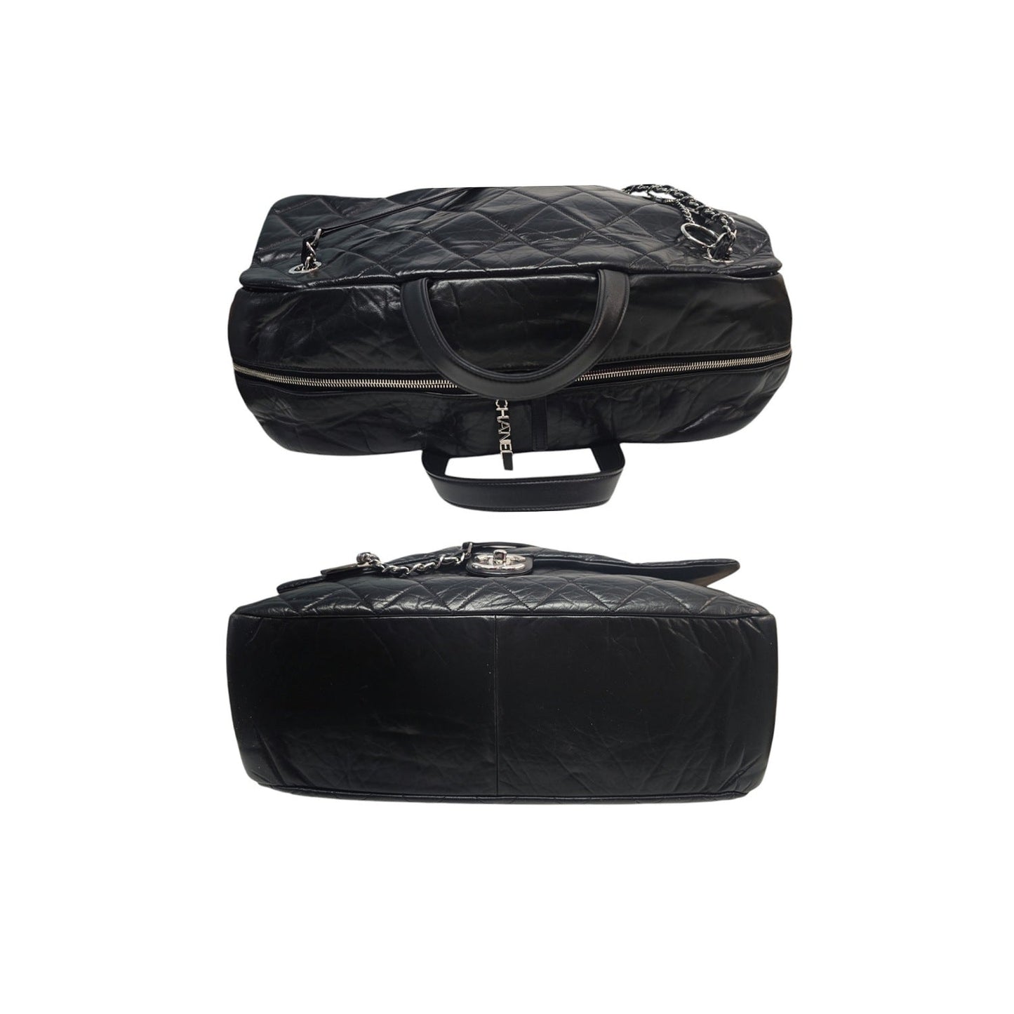 Chanel Aged Calfskin Quilted Large Express Bowling Flap Bag