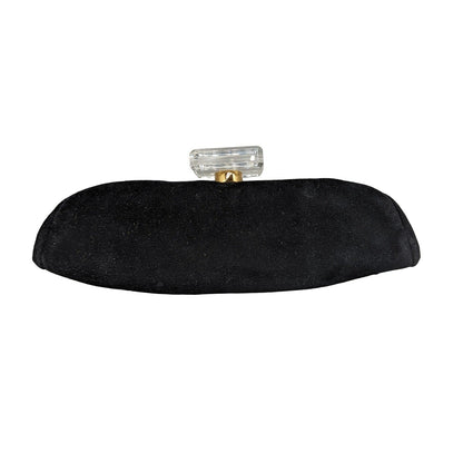 Chanel Vintage Velvet Gold Plexiglass Kiss-Lock Frame Clutch