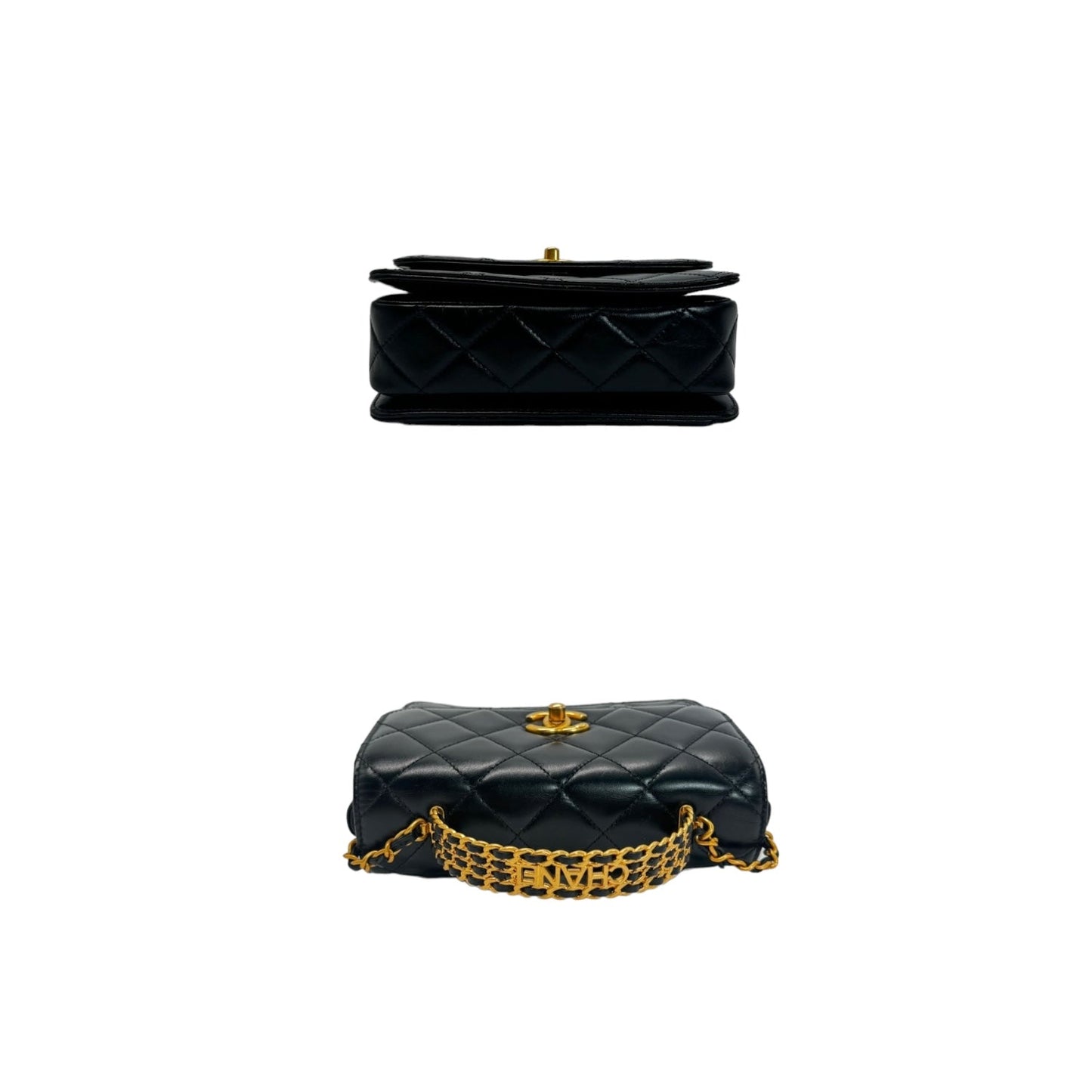 Chanel Woven Top Handle CC Rectangular Black Flap Bag