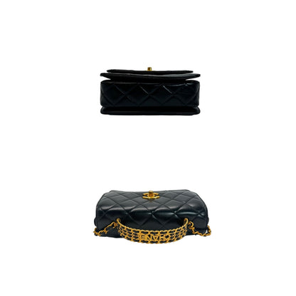 Chanel Woven Top Handle CC Rectangular Black Flap Bag