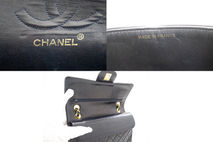 CHANEL Classic Double Flap 9" Chain Shoulder Bag Navy Lambskin g71