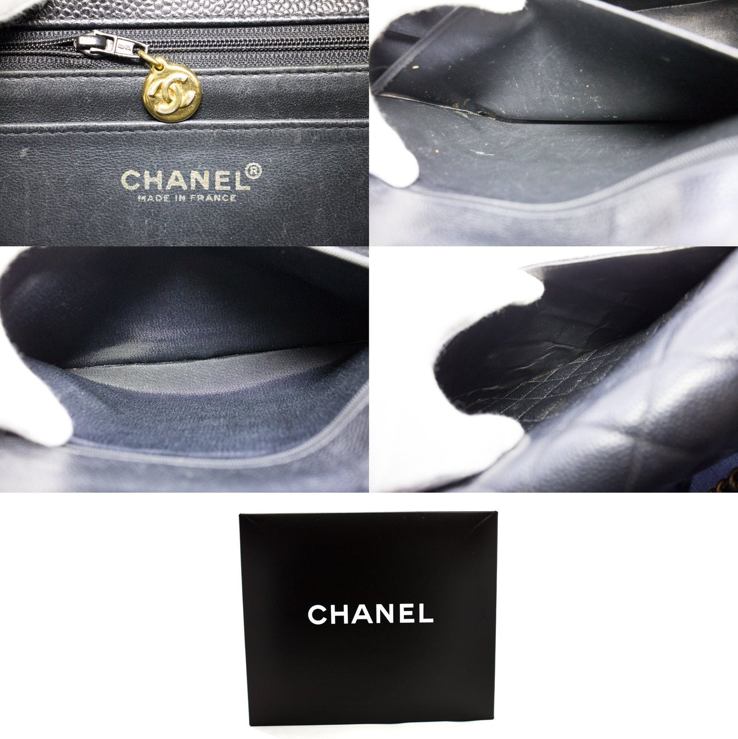CHANEL Jumbo Caviar 11" Large Chain Shoulder Bag Flap Black Quilt e23