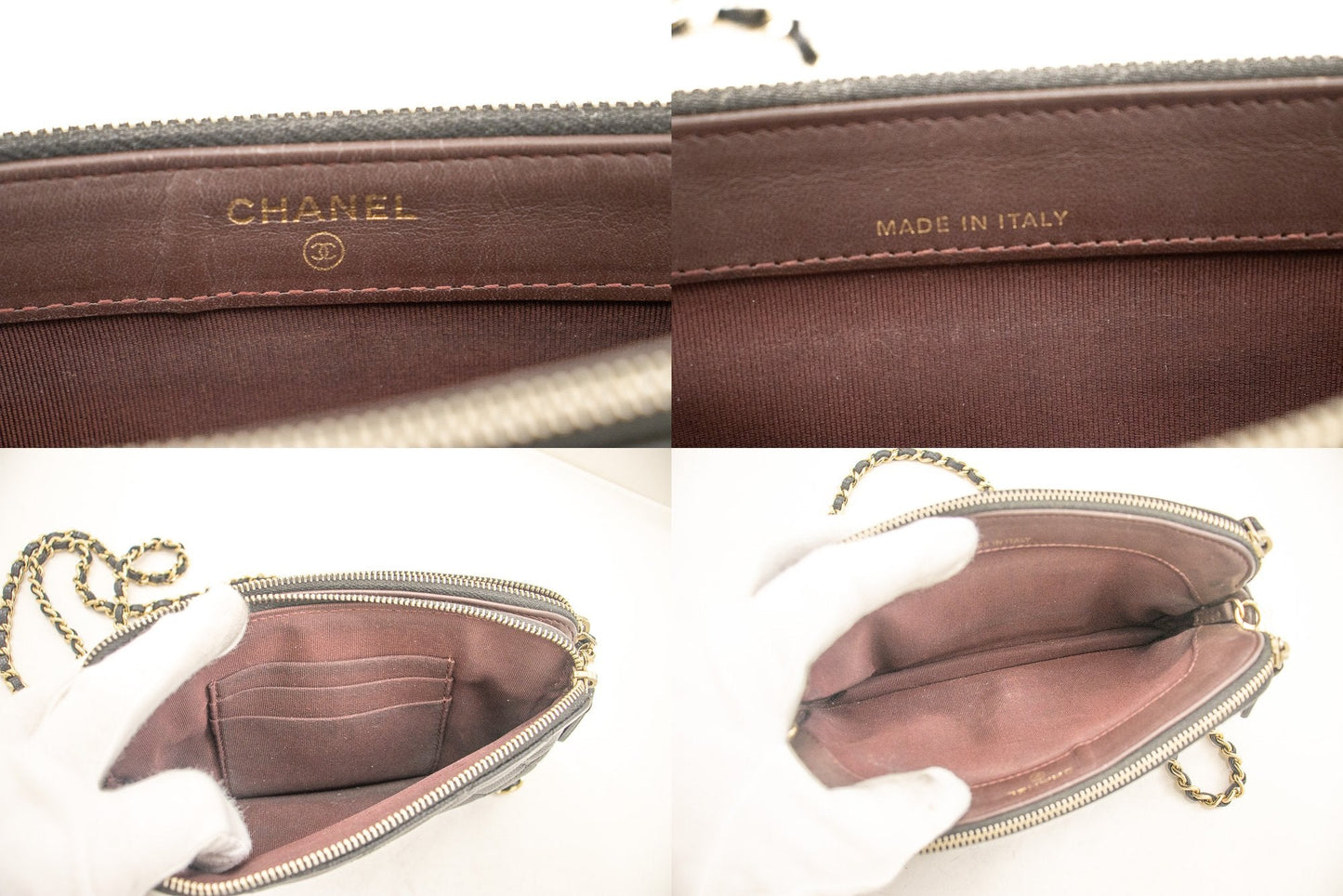 CHANEL Caviar Wallet On Chain WOC Double Zip Chain Shoulder Bag j70