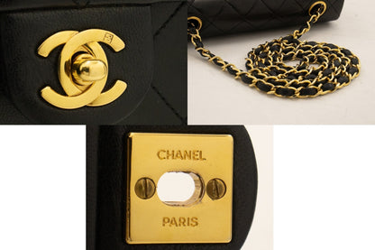 CHANEL Mini Square Small Chain Shoulder Bag Crossbody Black Quilt k44