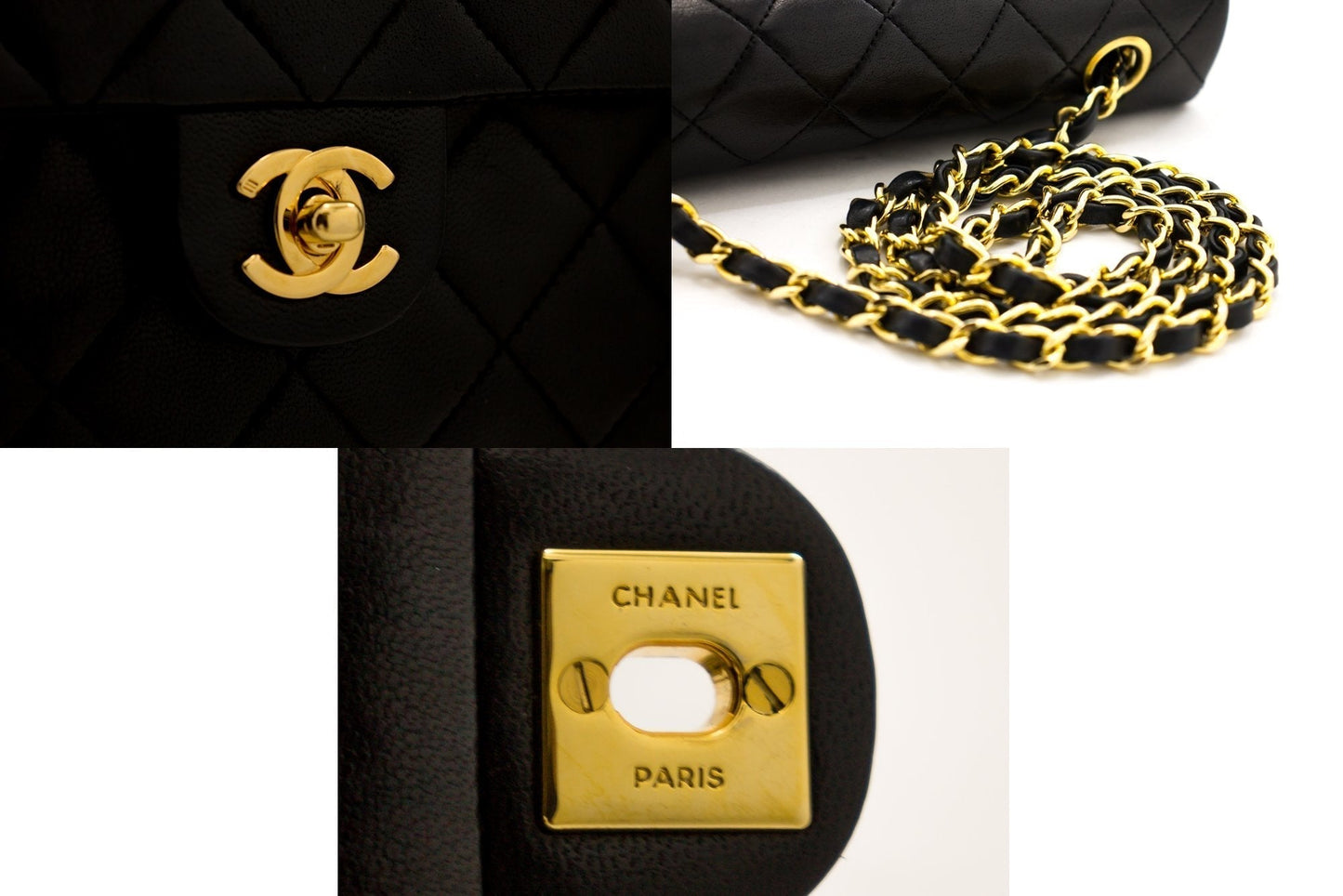 CHANEL Mini Square Small Chain Shoulder Bag Crossbody Black Quilt h30
