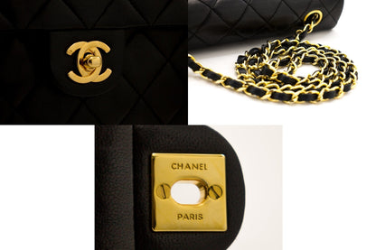 CHANEL Mini Square Small Chain Shoulder Bag Crossbody Black Quilt h30