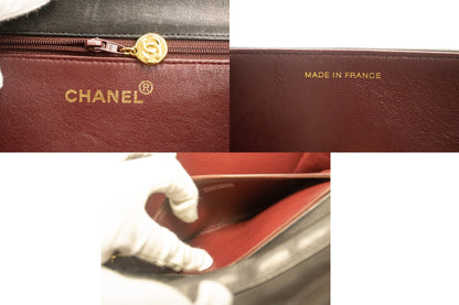 CHANEL Full Flap Chain Shoulder Bag Clutch Black Quilted Lambskin k19