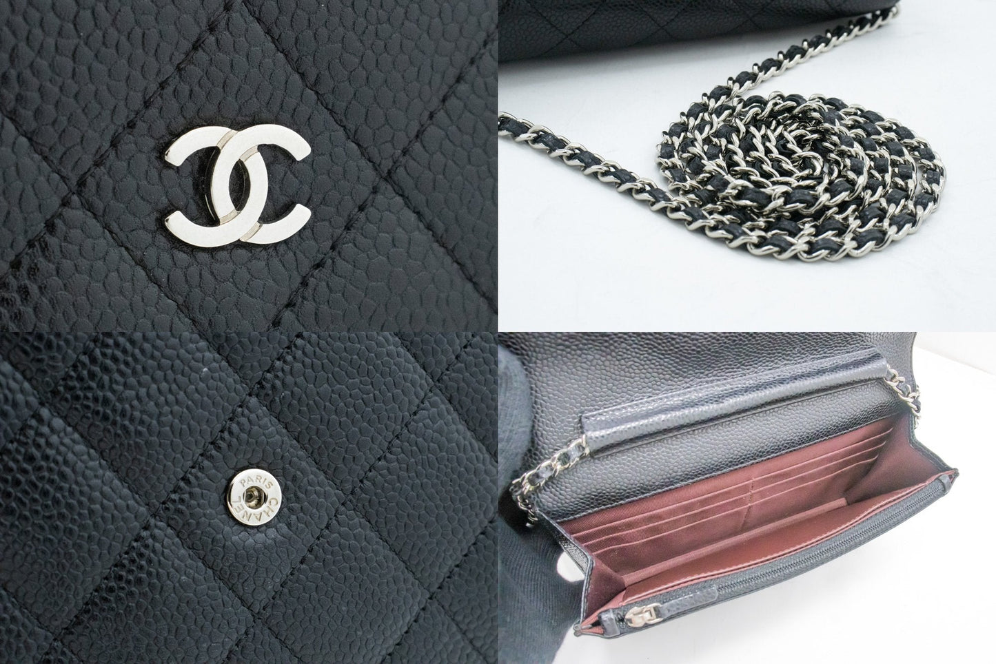 CHANEL Caviar Wallet On Chain WOC Black Shoulder Bag Crossbody k38
