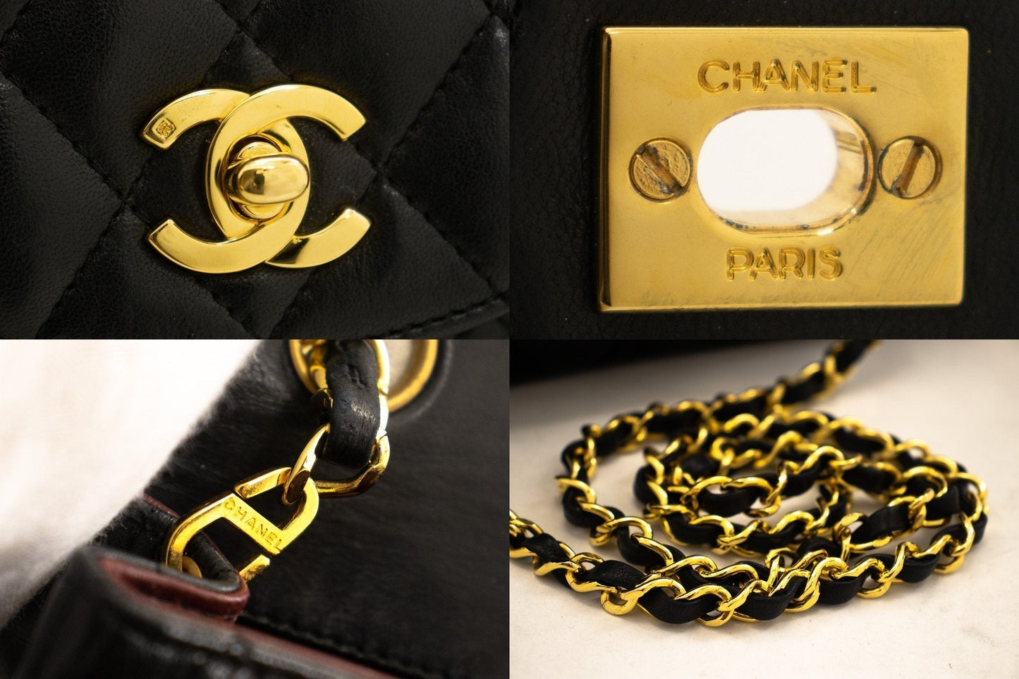 CHANEL Half Moon Chain Shoulder Bag Crossbody Black Quilted Flap k22