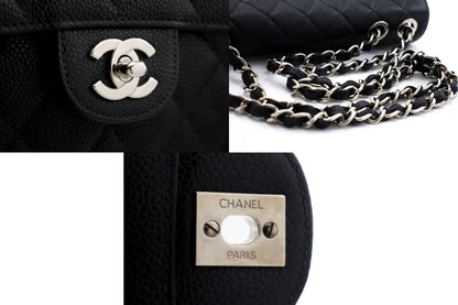 CHANEL Classic Large 11" Chain Shoulder Bag Black Grained Calfskin h58