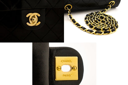CHANEL Mini Square Small Chain Shoulder Bag Crossbody Black Quilt h15