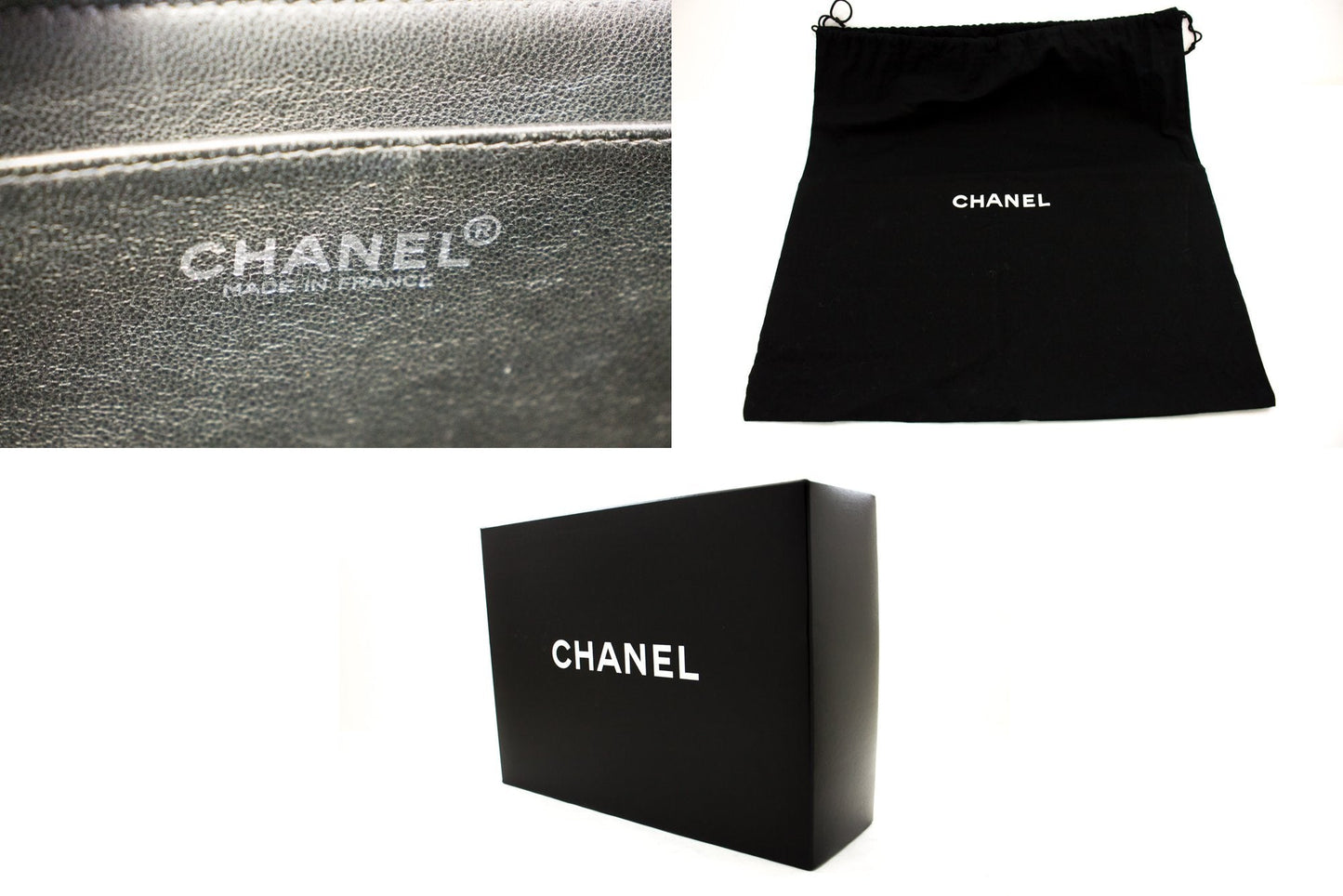 CHANEL Classic Large 11" Chain Shoulder Bag Black Grained Calfskin h58