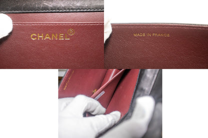 CHANEL Full Flap Chain Shoulder Bag Clutch Black Quilted Lambskin k09