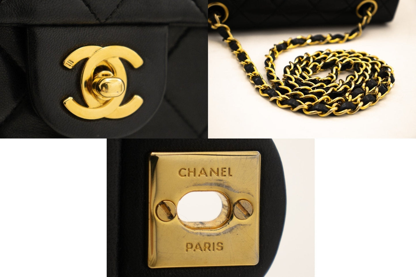 CHANEL Mini Square Small Chain Shoulder Bag Crossbody Black Quilt k83