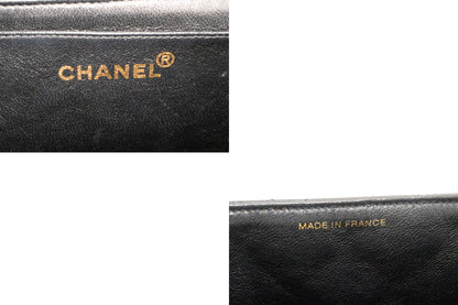 CHANEL Caviar Handbag Top Handle Bag Kelly Black Flap Leather Gold k55