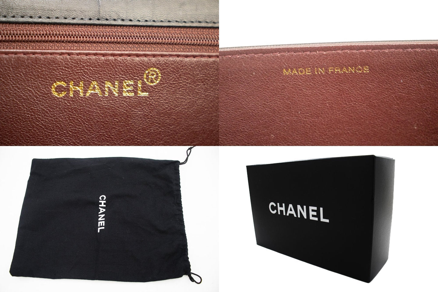 CHANEL Full Flap Chain Shoulder Bag Clutch Black Quilted Lambskin j59