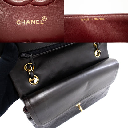 CHANEL Classic Double Flap Medium Chain Shoulder Bag Black Lamb k86
