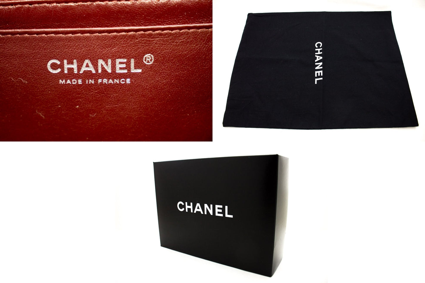 CHANEL Large Classic Handbag 11"Chain Shoulder Bag Flap Black Lamb h44