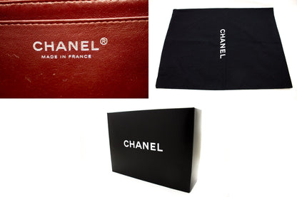 CHANEL Large Classic Handbag 11"Chain Shoulder Bag Flap Black Lamb h44