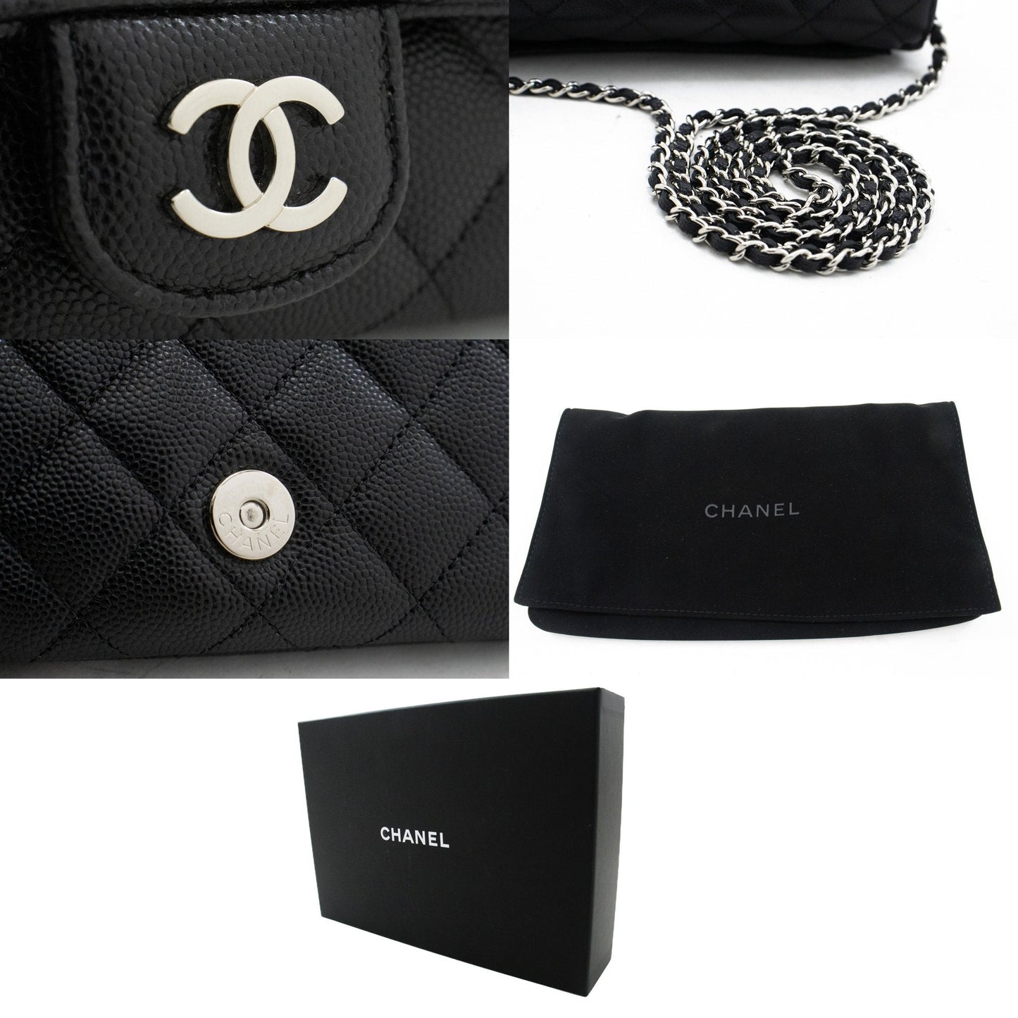 CHANEL Flap Phone Holder With Chain Bag Black Crossbody Clutch j99