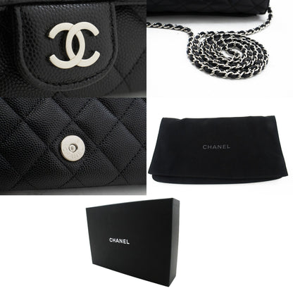 CHANEL Flap Phone Holder With Chain Bag Black Crossbody Clutch j99