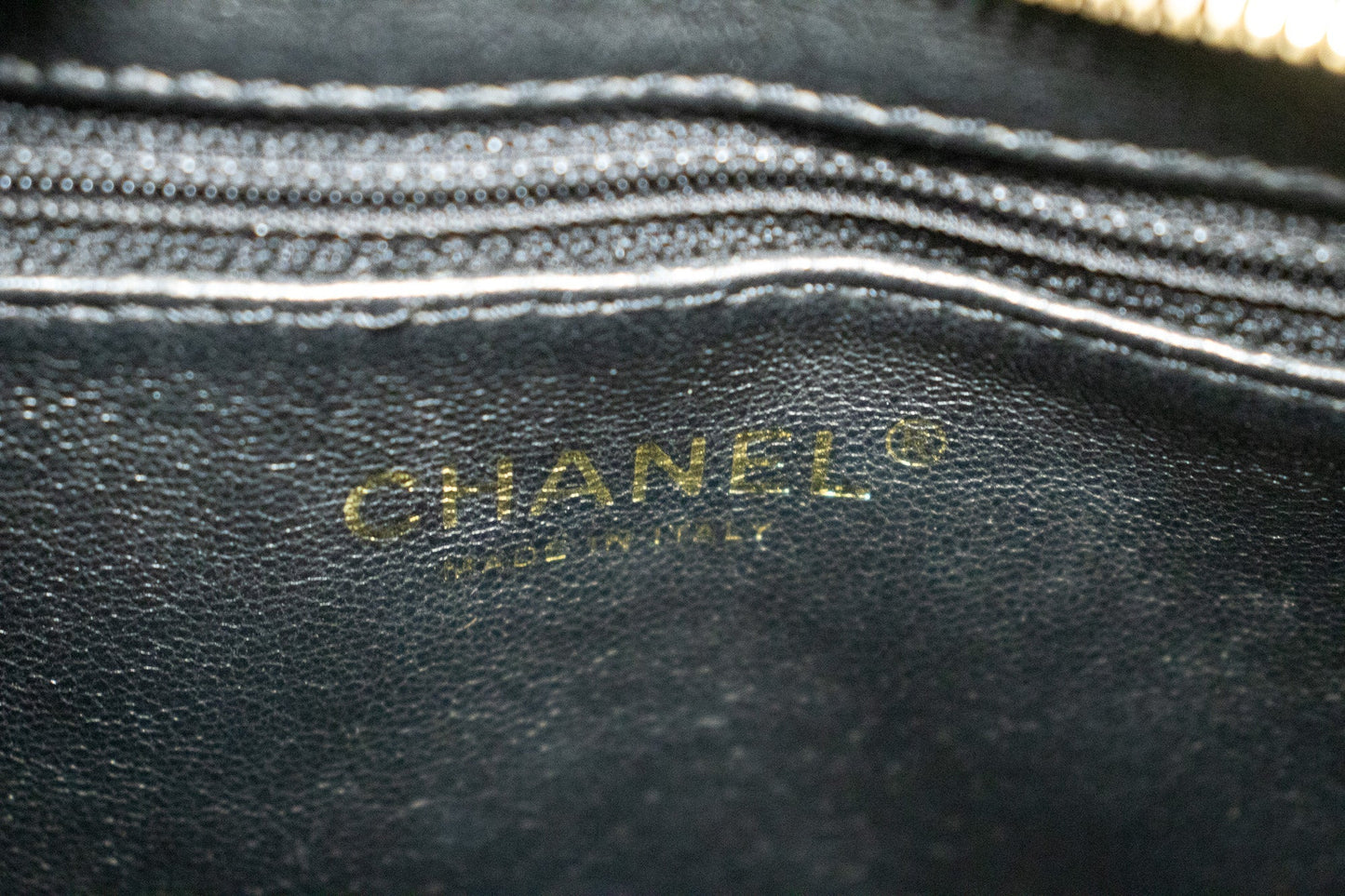 CHANEL Gold Medallion Caviar Shoulder Bag Shopping Tote Black i53