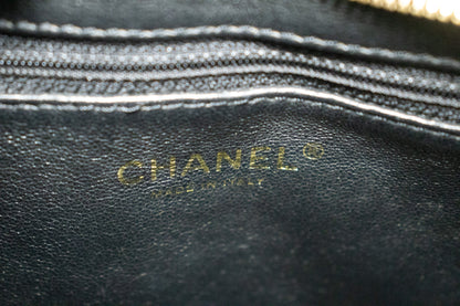 CHANEL Gold Medallion Caviar Shoulder Bag Shopping Tote Black i53