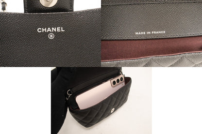 CHANEL Flap Phone Holder With Chain Bag Black Crossbody Clutch j99