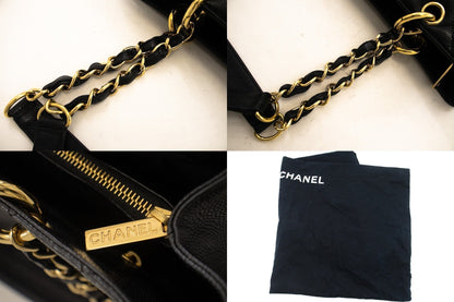 CHANEL Caviar GST 13" Grand Shopping Tote Chain Shoulder Bag Black j25