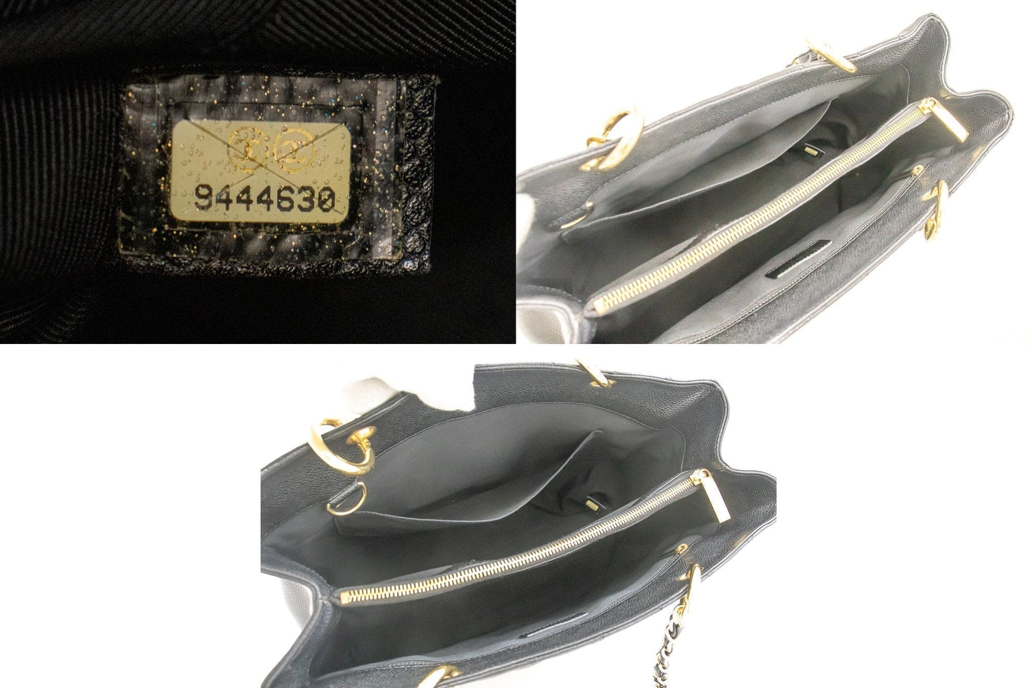 CHANEL Caviar GST 13" Grand Shopping Tote Chain Shoulder Bag Black j25