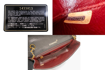 CHANEL Full Flap Chain Shoulder Bag Clutch Black Quilted Lambskin k84