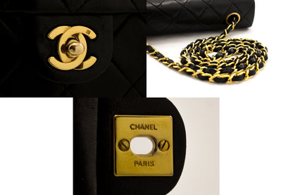 CHANEL Mini Square Small Chain Shoulder Bag Crossbody Black Quilt f77