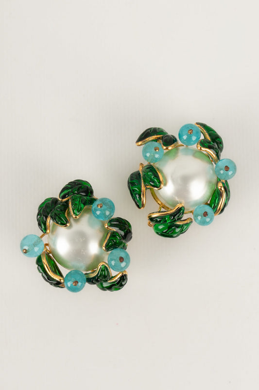 Boucles d'oreilles en pte de verre Chanel