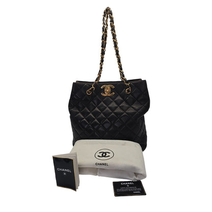 Chanel 90s Quilted Lambskin Oversize CC Shopping Tote