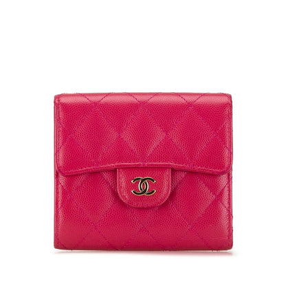 Chanel Caviar Skin Matelasse Coco Mark Classic Small Flap Wallet