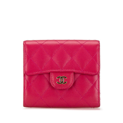 Chanel Caviar Skin Matelasse Coco Mark Classic Small Flap Wallet