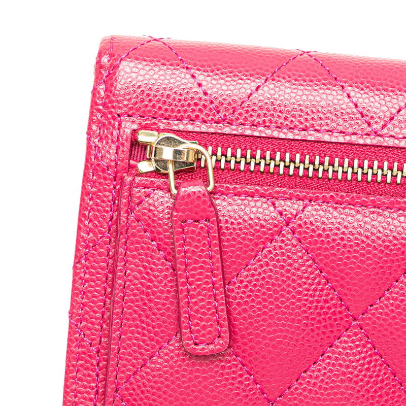Chanel Caviar Skin Matelasse Coco Mark Classic Small Flap Wallet